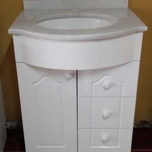 Vanitorio curvo 60 x 50 x 82 con cubierta de marmol carrara
