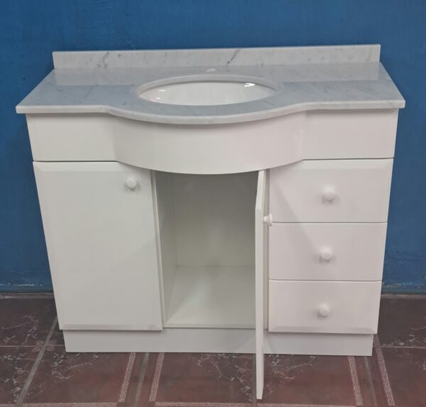 Vanitorio curvo  1.00 x 50 x 82 con cubierta de marmol carrara - Imagen 2
