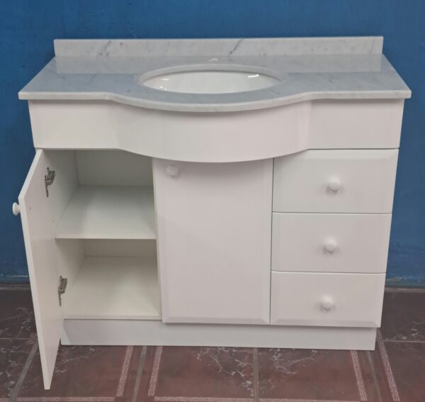 Vanitorio curvo  1.00 x 50 x 82 con cubierta de marmol carrara - Imagen 3