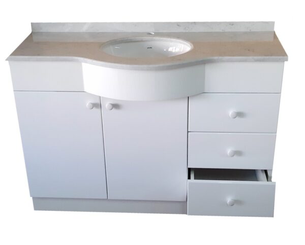 vanitorio curvo 1.10 x 50 x 82 con cubierta de marmol carrara - Imagen 2