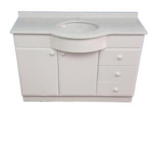 vanitorio curvo 1.20 x 50 x 82 con cubierta de cuarzo blanco