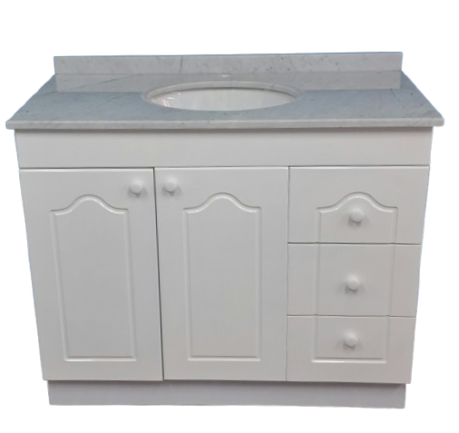 vanitorio recto 1.00 x 50 x 82 con cubierta de marmol carrara