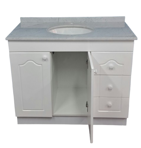 vanitorio recto 1.00 x 50 x 82 con cubierta de marmol carrara - Imagen 2