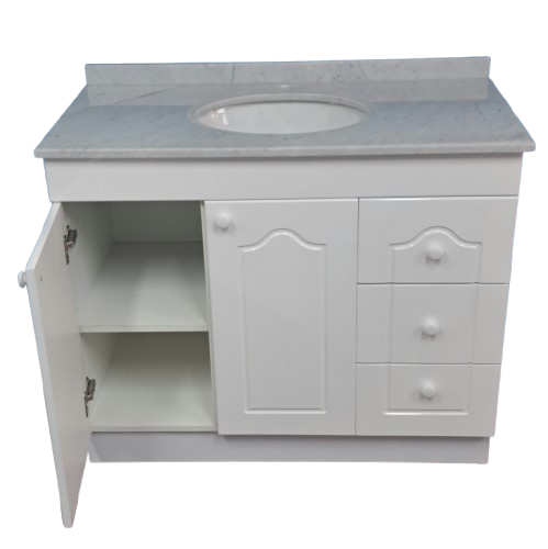 vanitorio recto 1.00 x 50 x 82 con cubierta de marmol carrara - Imagen 3