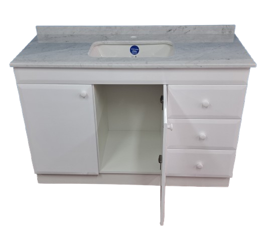 vanitorio recto 1.20 x 50 x 82 con cubierta de marmol carrara - Imagen 3