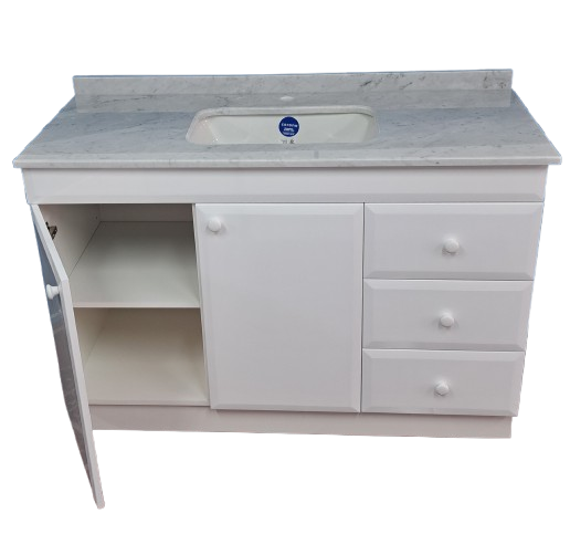 vanitorio recto 1.20 x 50 x 82 con cubierta de marmol carrara - Imagen 2