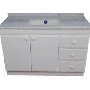 vanitorio recto 1.20 x 50 x 82 con cubierta de marmol carrara